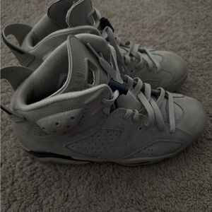 George Town Jordan 6 High-Top Sneakers in Light Gray and Navy Accents